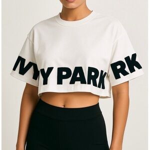 IVY PARK White Crop Top with Black Logo
